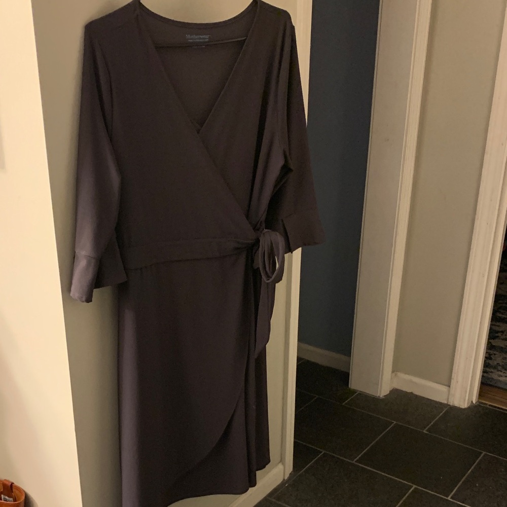 Motherwear Brown Nursing Faux Wrap Dress